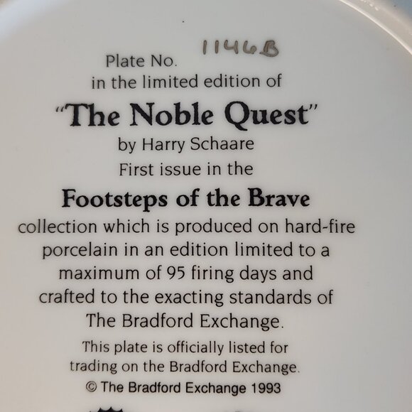 Bradford Exchange Collector Plate The Noble Quest by Harry Schaare 1993 - Picture 8 of 10